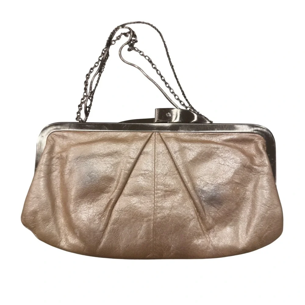 HOBO‎ Hayley Chain Strap Clutch Bag pearlescent Beige pinkish tinge Leather
